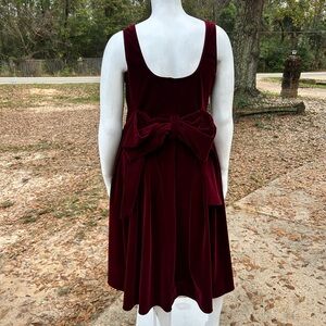 Cider Deep Red Backless Dress with Bow